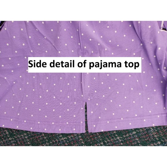Pajamagram Pajama 2 Piece Purple Polka Dot Button Front Women's Medium Boyfriend - Picture 6 of 9